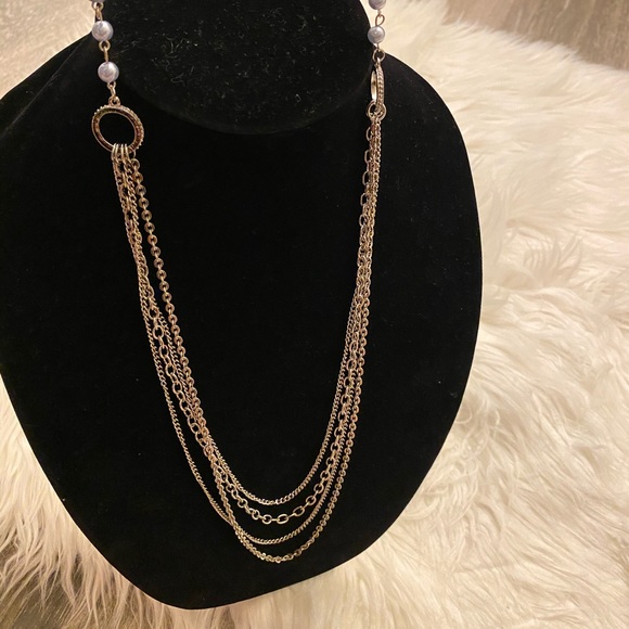 🔶 Long layered necklace with pearl beads - Picture 2 of 4